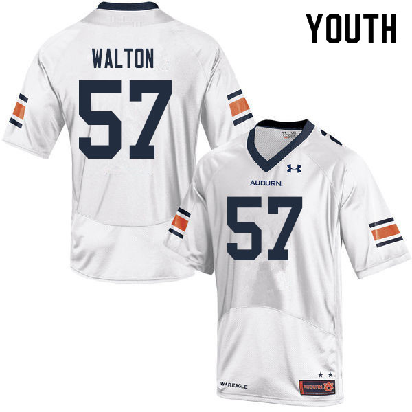 Youth Auburn Tigers #57 Brooks Walton White 2019 College Stitched Football Jersey
